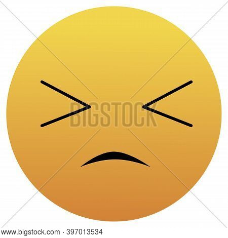 Confounded Unhappy Smile Of Emoticon. Confused Smile Icon. Yellow Emoji. Isolated Illustration On Wh