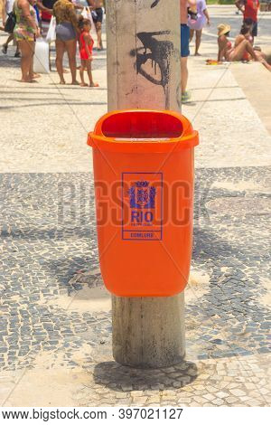 Rio De Janeiro, Brazil - November 23, 2014: View Of Typical Street Trash In Rio De Janeiro Written P