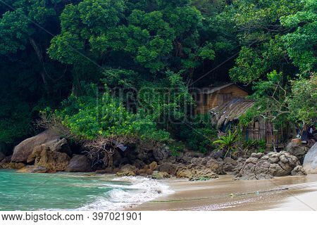 View Of A Fishing Houses On Trindade Beach.