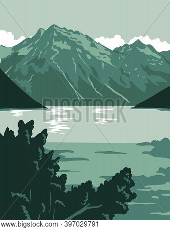 Wpa Poster Art Of The Lake Clark National Park And Preserve, An American National Park In Anchorage,