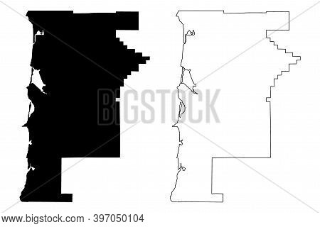 Tillamook County, Oregon State (u.s. County, United States Of America, Usa, U.s., Us) Map Vector Ill