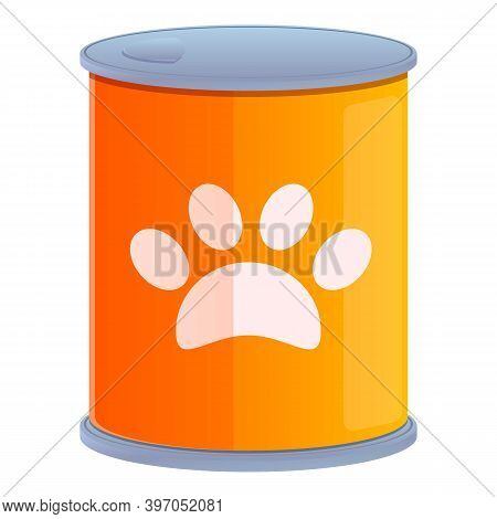 Cat Food Tin Can Icon. Cartoon Of Cat Food Tin Can Vector Icon For Web Design Isolated On White Back
