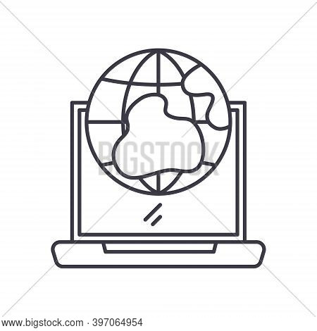 Global Connection Idea Icon, Linear Isolated Illustration, Thin Line Vector, Web Design Sign, Outlin