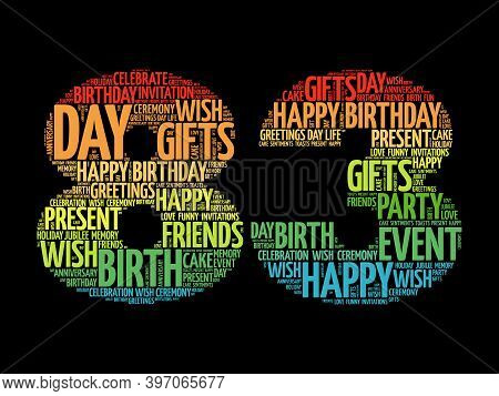 Happy 83rd Birthday Word Cloud, Holiday Concept Background