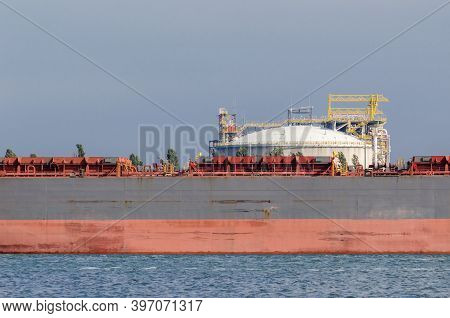 Ships Side And Gas Tank - Landscape At The Quays Of The Seaport
