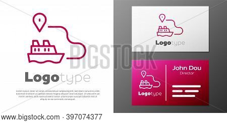 Logotype Line Ship Line Path Of Ship Sea Route With Start Point Gps And Black Line Icon Isolated On 