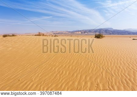 Sand Dune In Wadi Araba Desert. Jordan