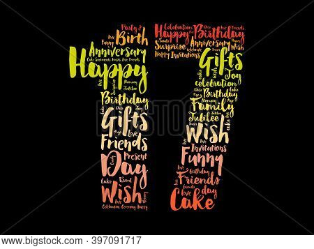 Happy 17th Birthday Word Cloud, Holiday Concept Background