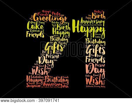 Happy 21st Birthday Word Cloud, Holiday Concept Background