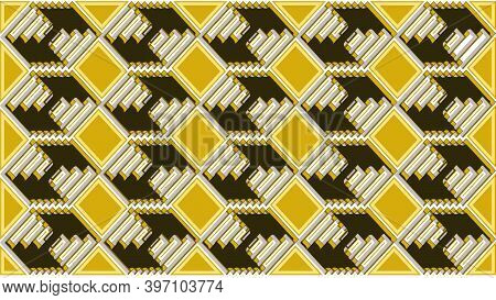 Picture Of A Black And Golden Color, Triangle Pattern, Abstract Vector Graphic Design.