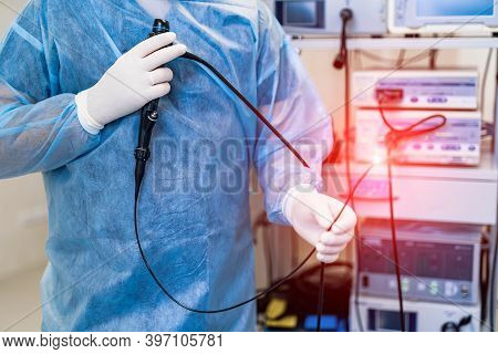 Flexible Endoscope, Medical Investigative And Surgical Tool. Monitoring Gastrointestinal Endoscope I