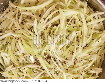White Cabbage With Bacon Herbs And Spices