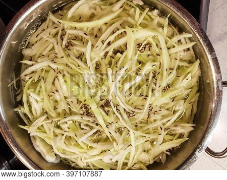 White Cabbage With Bacon Herbs And Spices