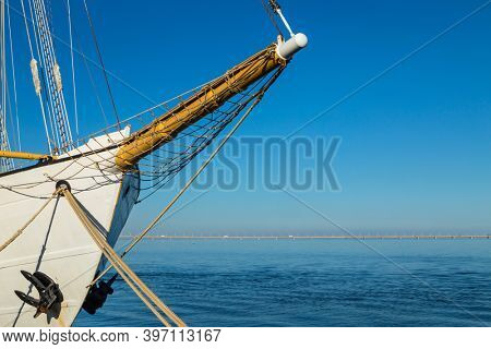 Sailboat detail in the port of Lisbon, Portugal