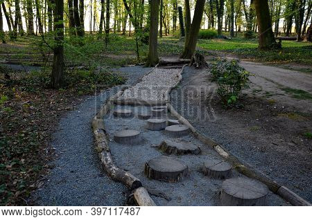 Tactile Path For Bare Feet Awakens The Senses And Uneven Endings On The Feet Alternating Different M