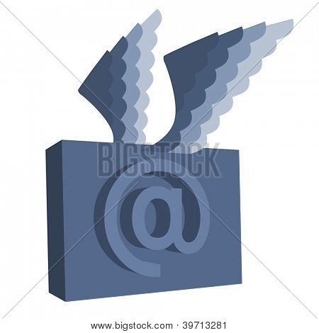 Symbol e-mail ze skrzydłami.