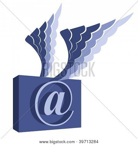 Symbol e-mail ze skrzydłami.