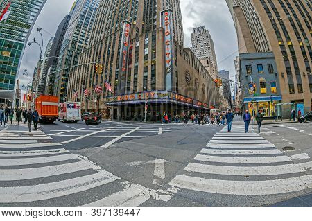 New York, Usa - March 6, 2020: Radio City Music Hall, At 1260 Avenue Of The Americas, Within Rockefe