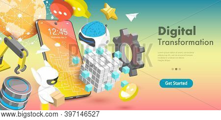 3d Vector Conceptual Illustration Of Digital Transformation