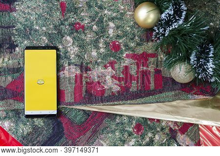 Porto Alegre, Brazil; November 28, 2020: Smartphone With Mercado Livre Logo On It. Mercado Livre Is