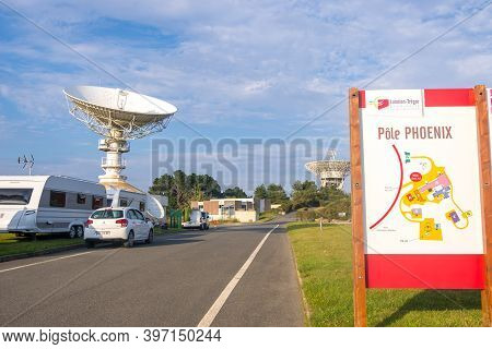 Cotes-d-armor, France - August 24, 2019: Space Telecommunications Antenna In Pole Phoenix Is Former 