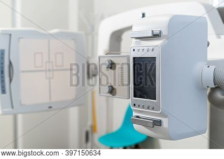 Modern Medical Equipment For Scanning. Digital Fluorograph In Up To Date Clinic.