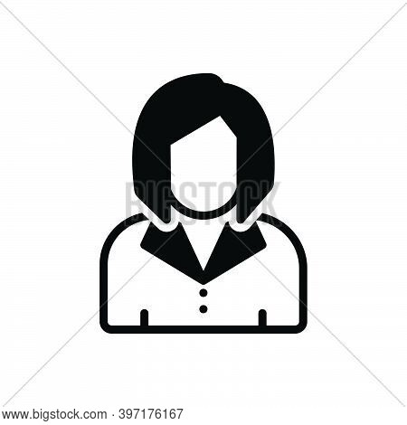Black Solid Icon For Ms Adolescent Daughter Lady Schoolgirl She Teenager Young-woman Damsel Lassie