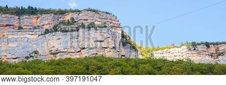 The Eagle Cliff Near Mezmay Settlement. Mountain Region Of Russia.