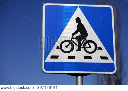 Traffic Sign For Bicycle Crossing At Teg