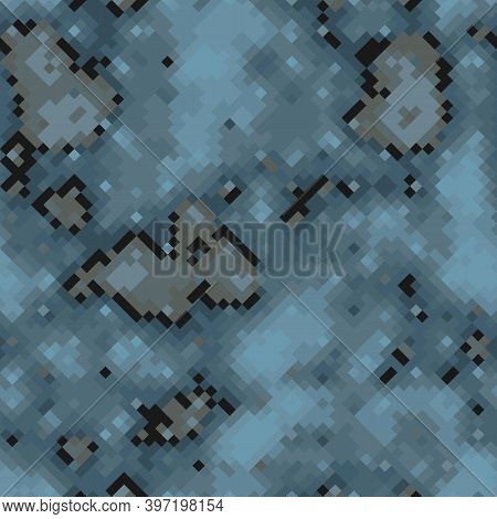 Military Camouflage Seamless Pattern. Urban Digital Pixel Style.