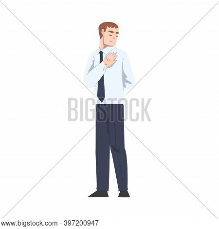 Young Man Showing Rejection And Refusal Gesture With His Hand Vector Illustration