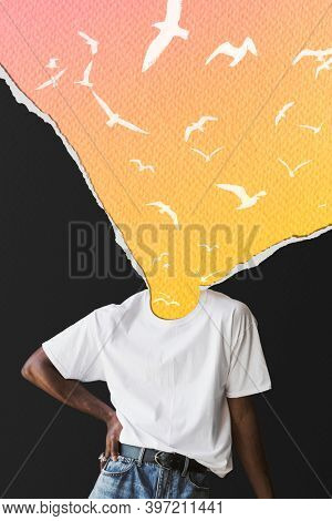 Woman in a white t-shirt supporting BLM movement