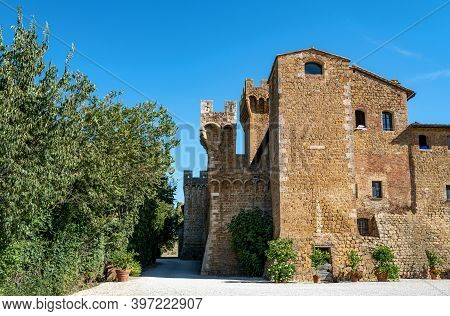 Pienza, Italy - September 20, 2019: The Castle Of Spedaletto (twelth Centuy) Currently Used As A Far
