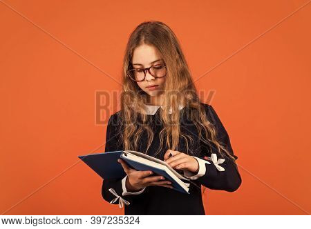 Her First Day At School. Little Girl On September 1. Small Child Do Homework On September 1. Back To