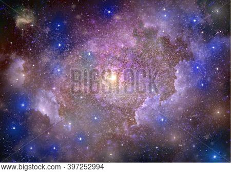 Stars Of A Planet And Galaxy In A Free Space