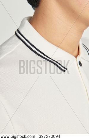 Asian man in a white collared shirt mockup