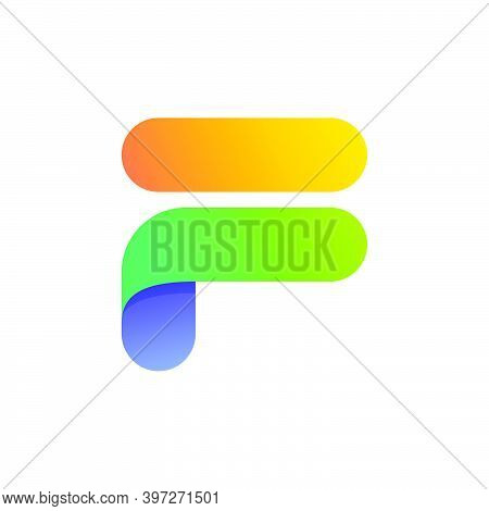 Colorful Gradient F Letter Initial Logo. Vector One Line Typeface For Tech Branding Design, Nightlif