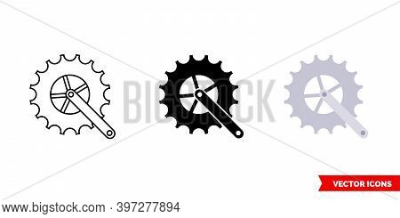Bicycle Crankset Icon Of 3 Types Color, Black And White, Outline. Isolated Vector Sign Symbol.