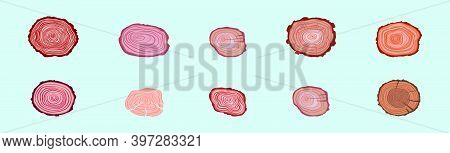 Set Of Tree Rings Cartoon Icon Design Template With Various Models. Modern Vector Illustration Isola