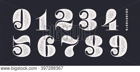 Number Font. Font Of Numbers In Classical French Didot Or Didone Style With Contemporary Geometric D
