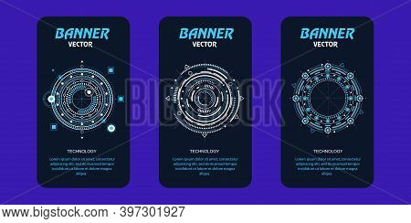 Technology Banners Set .techno Background For Mobile Phone .vector Illustration.