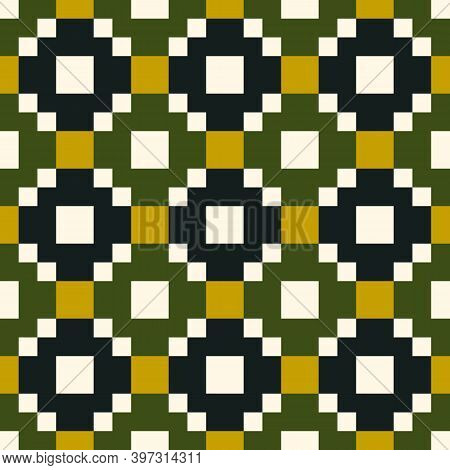 Inca Crosses, Squares, Checks Seamless Pattern. Folk Background. Tribal Motif. Ethnic Ornament. Geom