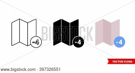 Timezone 4 Icon Of 3 Types Color, Black And White, Outline. Isolated Vector Sign Symbol.