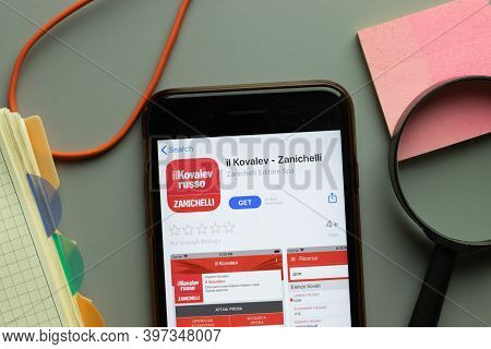 New York, Usa - 1 December 2020: Il Kovalev Zanichelli Mobile App Icon On Phone Screen Top View, Ill
