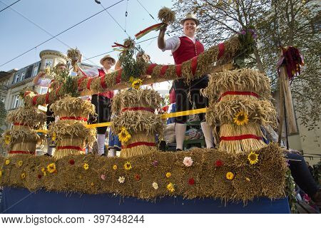 Stuttgart, Germany, 25 September 2016. Volksfest In Stuttgart. The March Through The City Center.