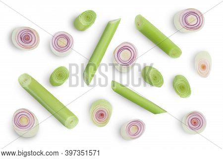 Fresh Lemongrass Isolated On White Background With Clipping Path. Top View. Flat Lay