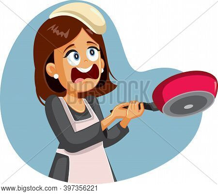 Funny Female Cook Failing To Flip Pancakes