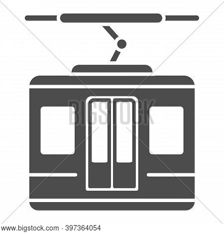 Funicular Solid Icon, World Snowboard Day Concept, Ski Cable Lift Sign On White Background, Ski Cabi