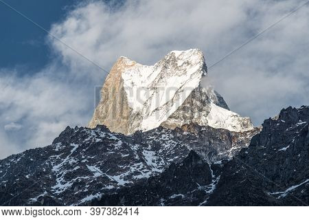 The Upper Summit Of Machhapuchhre Mountain (mt.fish Tail) The Holy Mountains In Hindu Religion Belie
