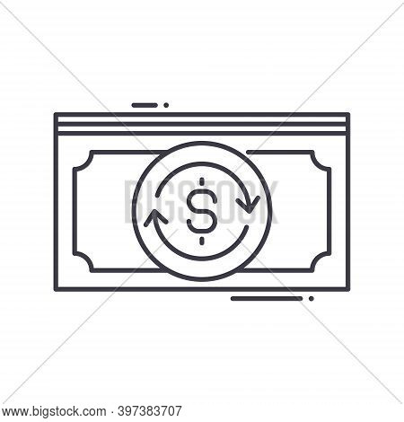 Money Flow Icon, Linear Isolated Illustration, Thin Line Vector, Web Design Sign, Outline Concept Sy